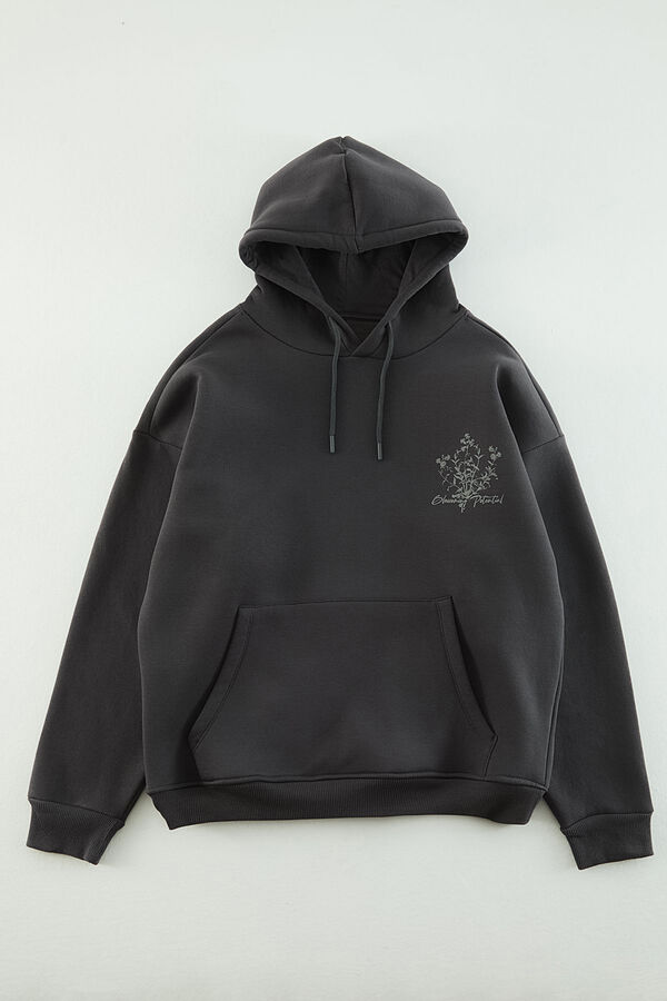 Trendyol Sweatshirt b&aacute;sica sem capuz cinzento