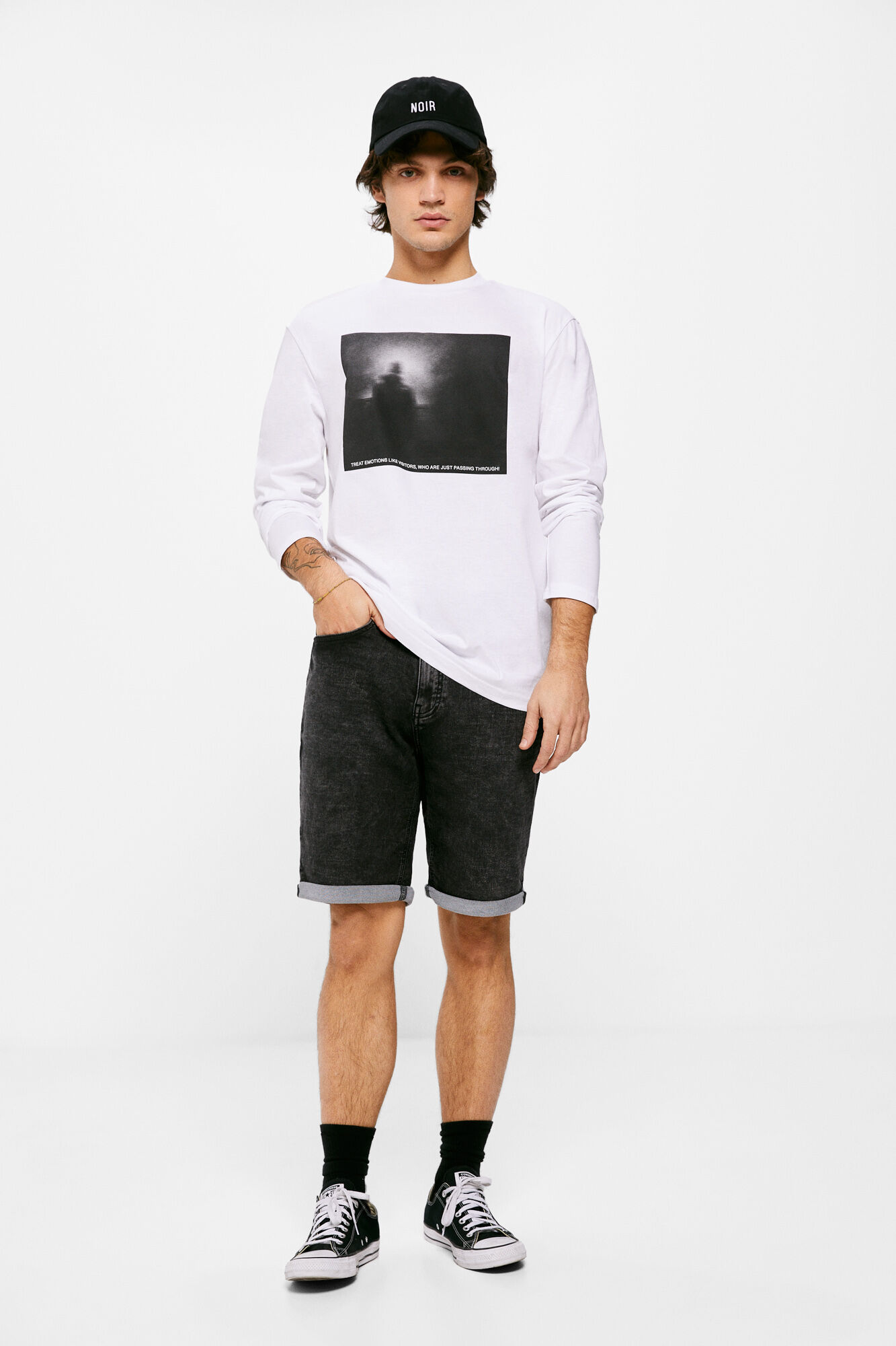 Springfield Bermuda vaquera en knit denim negro lavado