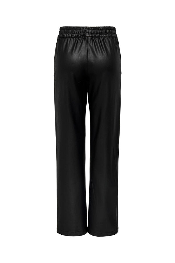 Only Pantalón de polipiel cintura elástica negro
