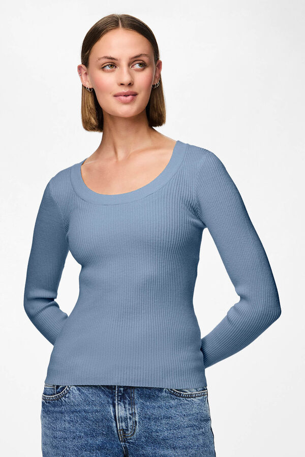 Pieces Camisola básica de malha azul