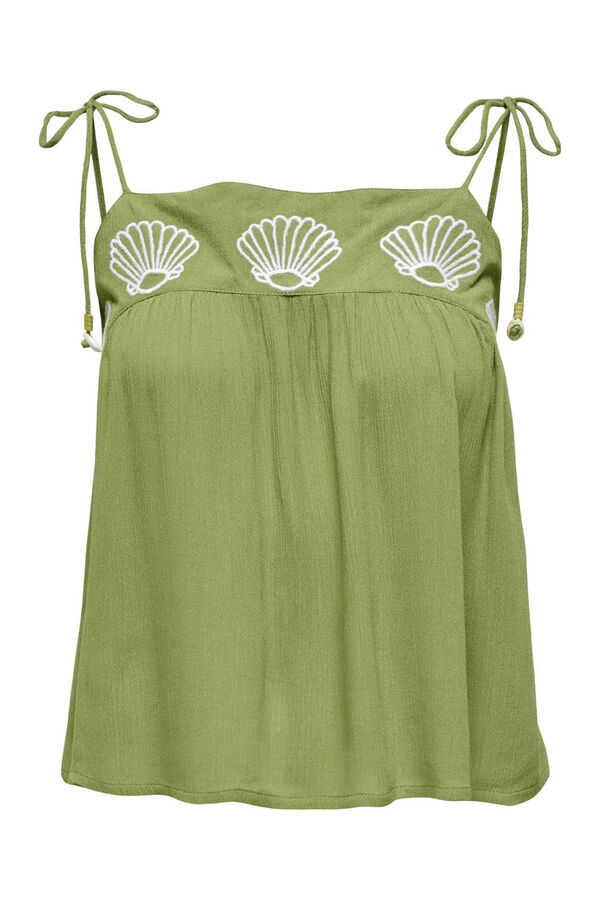 Only Top alças bordado verde
