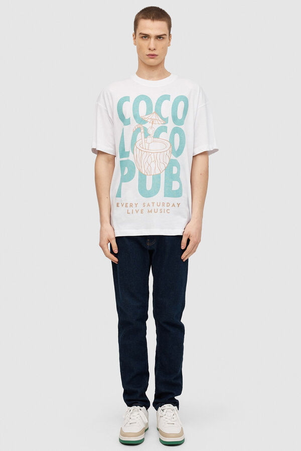 Inside Camiseta Estampado Tropical blanco