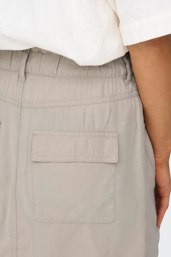 Only Saia curta paperbag castanho