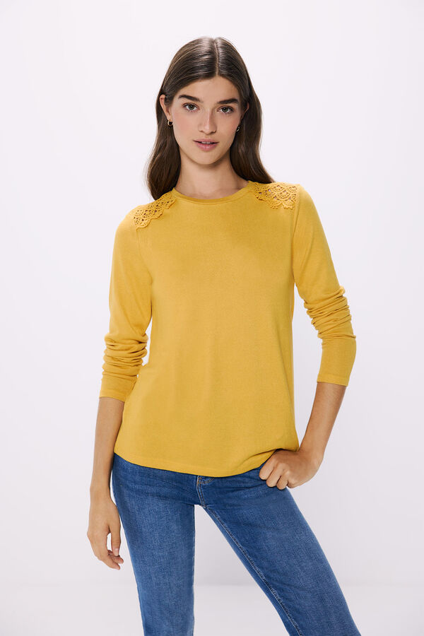 Springfield Camiseta crochet hombros amarillo