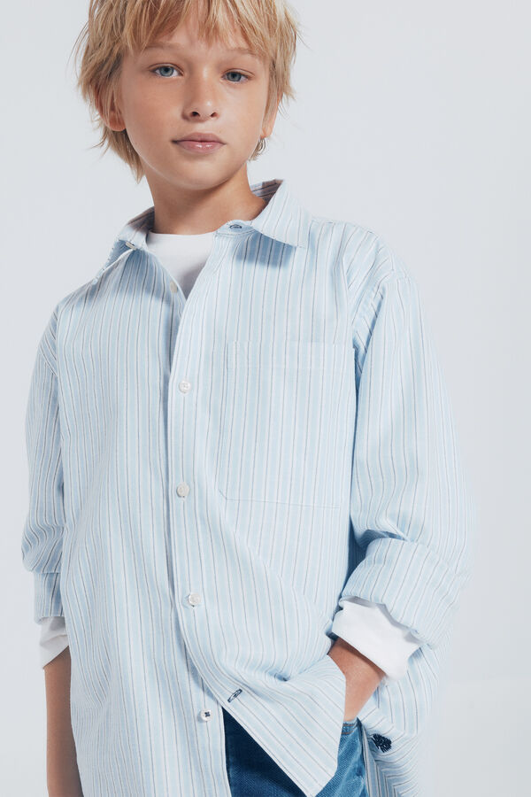 Springfield Kids Camisa raya fina azul ni&ntilde;o azul