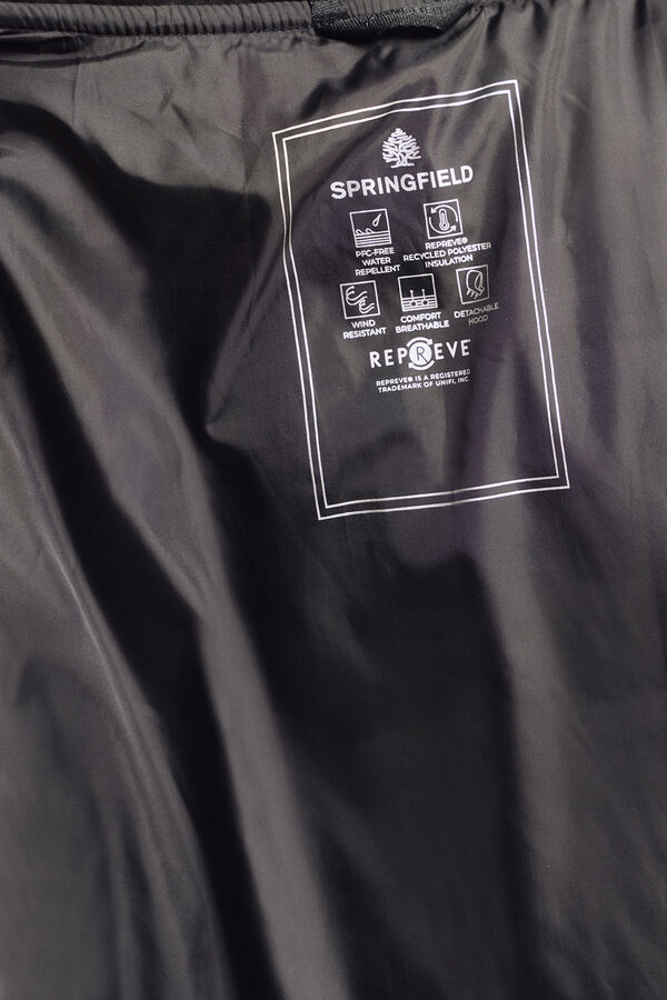 Springfield Jaqueta bomber acolchoada com capuz remov&iacute;vel preto