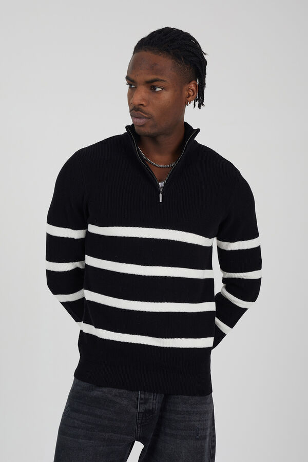 Brave Soul Jersey de punto a rayas negro