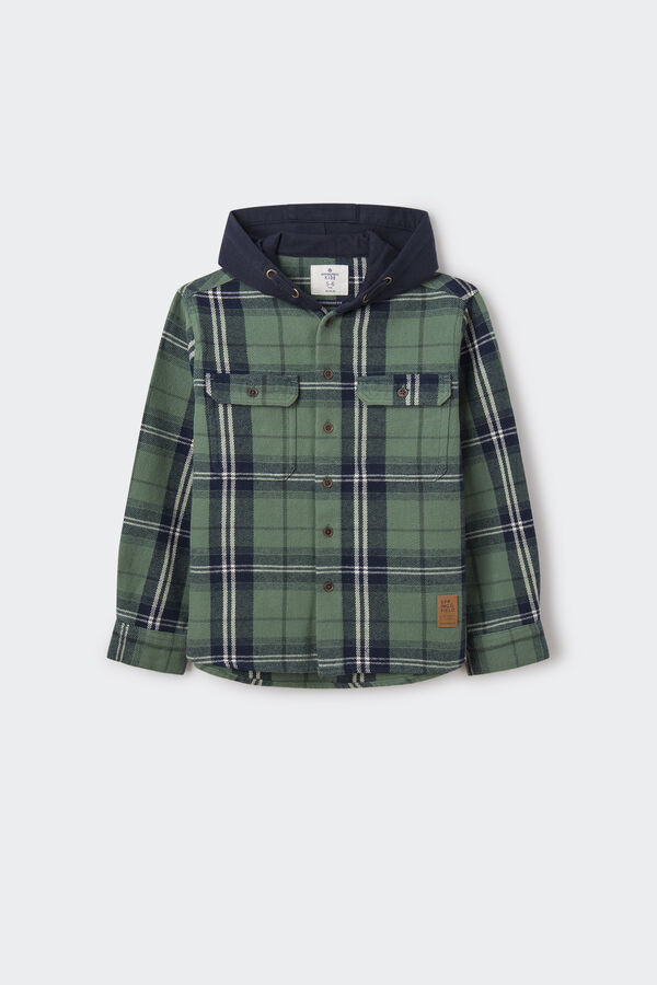 Springfield Kids Camisa cuadros capucha ni&ntilde;o azul