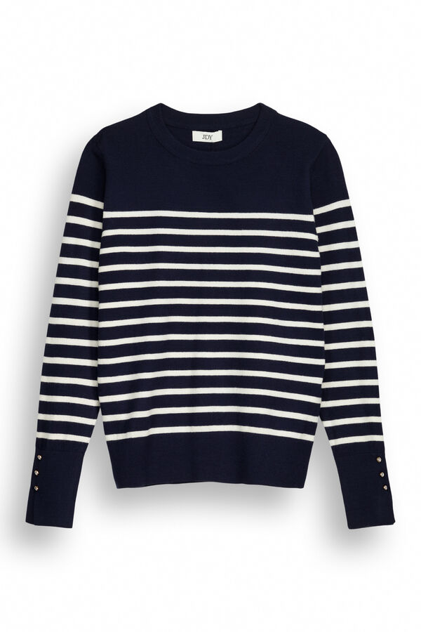 JDY Camisola de manga comprida e gola redonda  azul