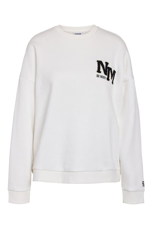 Noisy May Sudadera b&aacute;sica bordado lateral blanco