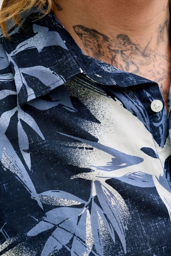 Jack & Jones Camisa regular fit estampada azul