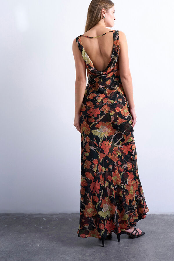 Topshop Vestido longo com estampado floral cru