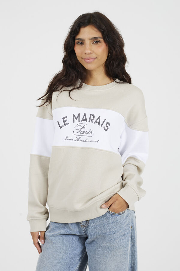 Brave Soul Sudadera con bordado marfil