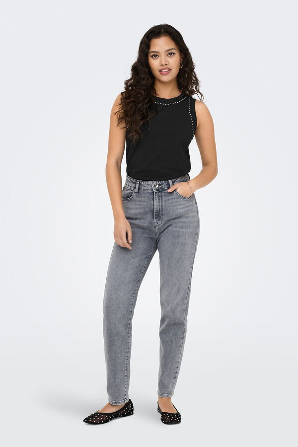 JDY Camiseta tirantes tachuelas negro