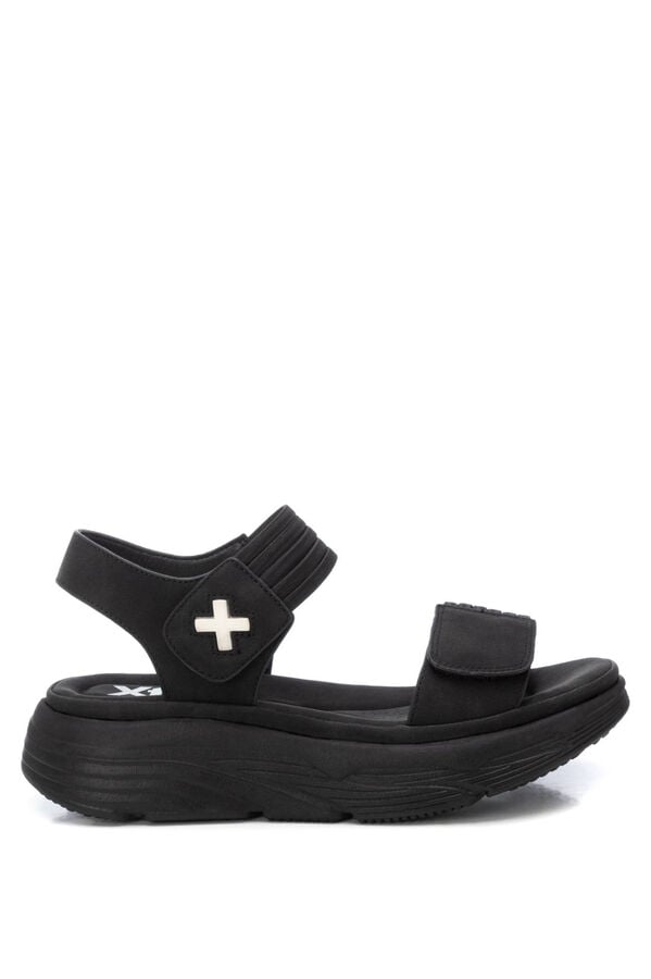 XTI Sandalia tiras el&aacute;sticas velcro negro