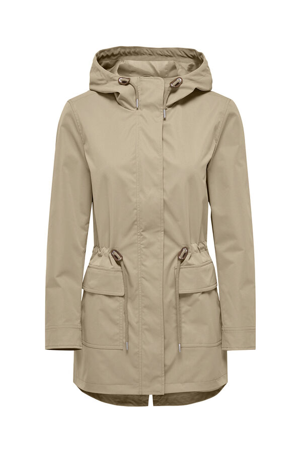 Only Parka corta con capucha marr&oacute;n