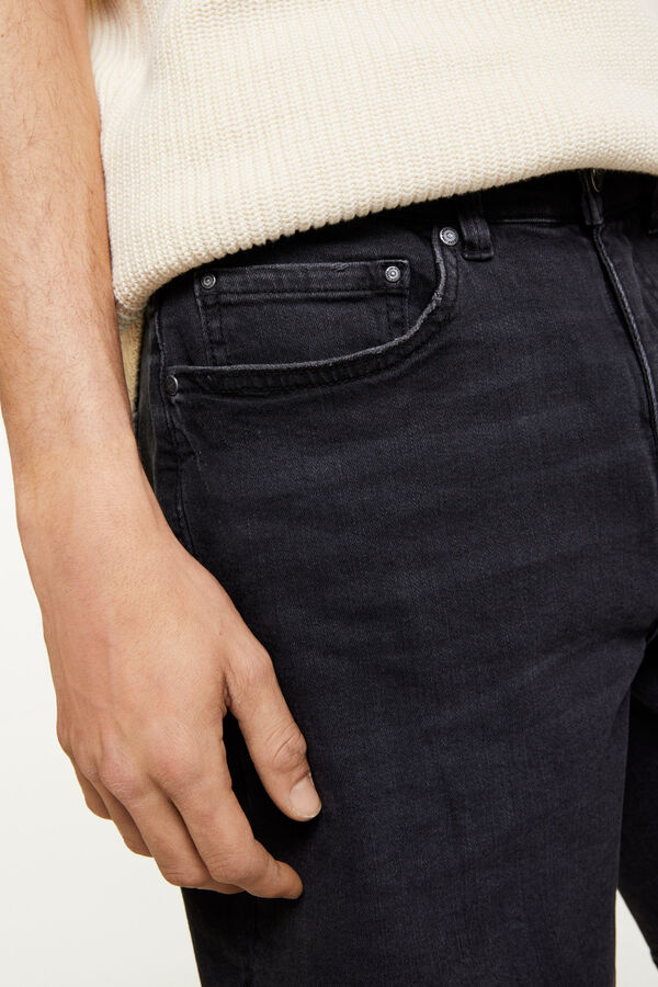 Springfield Bermudas jeans básicas regular pretas lavadas cinza claro