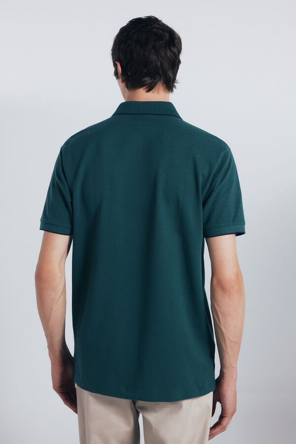 Springfield Polo piqu&eacute; fantas&iacute;a cuello tipping regular fit verde