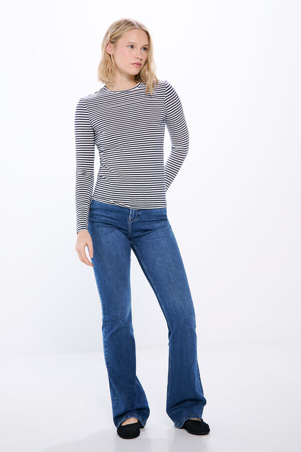 Springfield Camiseta justa riscas em lurex azul