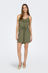 Only Macacão curto alças Caqui escuro