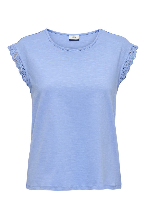 JDY Top manga corta crochet azul
