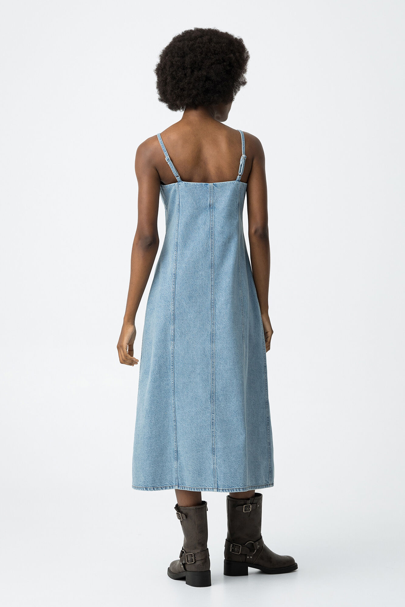 Tiffosi Vestido midi denim con botones