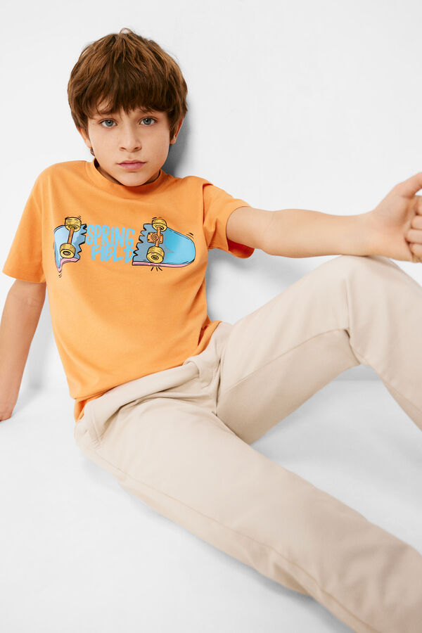 Springfield Kids Camiseta print skate ni&ntilde;o naranja