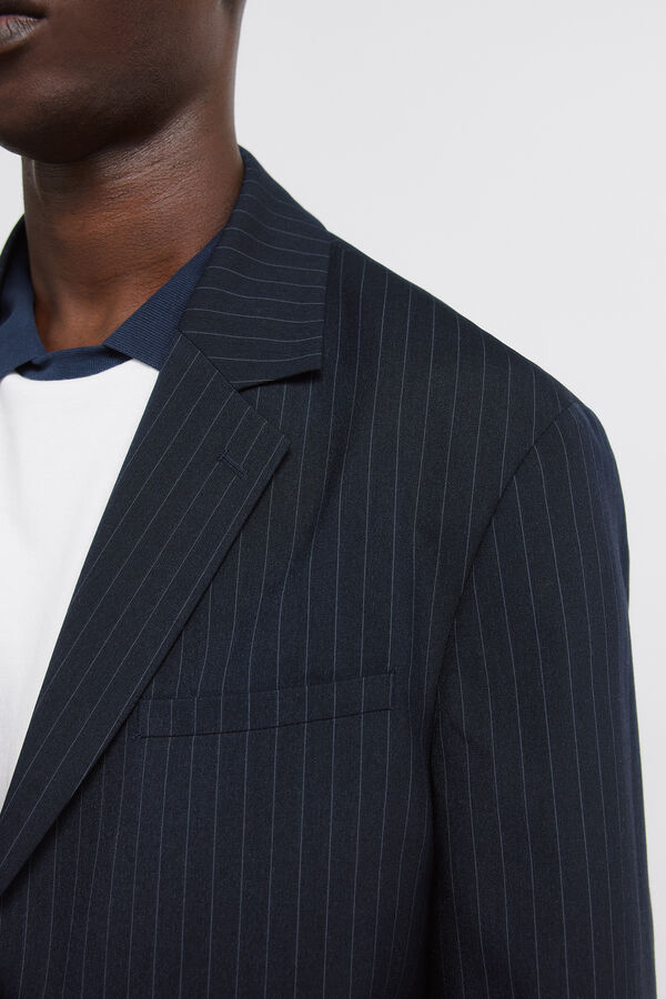 Springfield Blazer de risca diplom&aacute;tica azul
