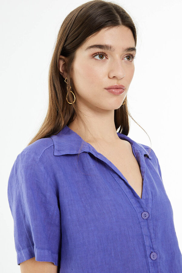 System Action Camisa de linho de manga curta  rosa