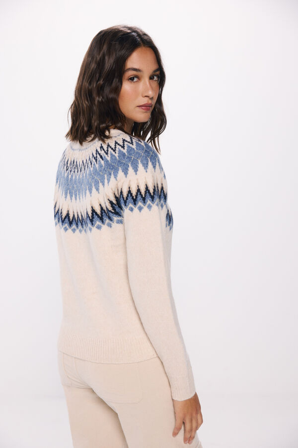 Springfield Su&eacute;ter com bordas em jacquard azul bege