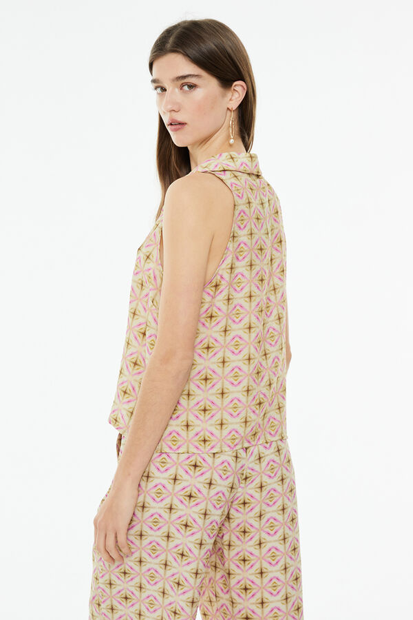 System Action Camisa sin mangas con estampado geométrico estampado