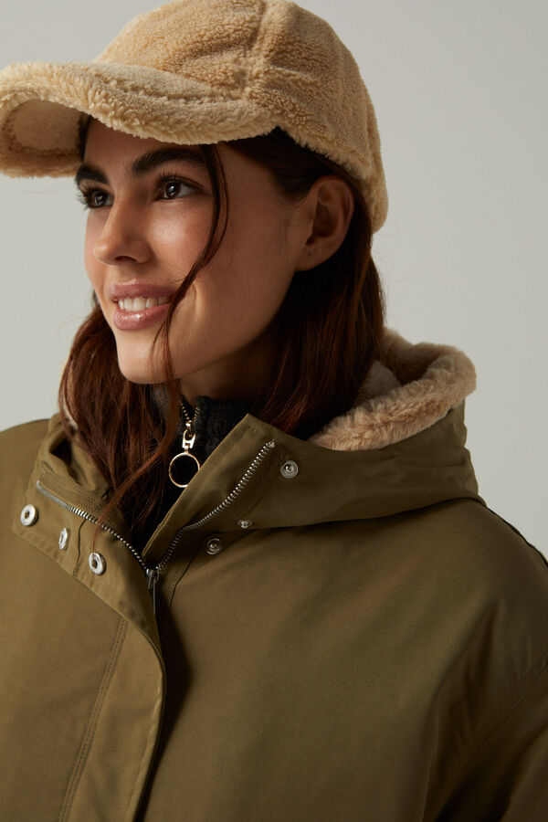 springfield Parka Comprida repelente &agrave; &aacute;gua verde