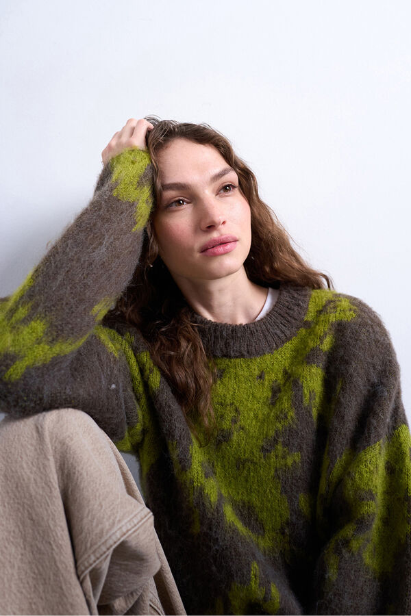 Topshop Camisola de manga comprida com bordado verde