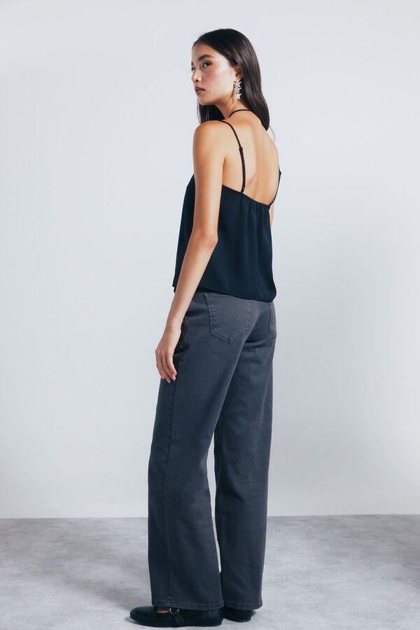Springfield Cal&ccedil;a jeans culotte com tachas cinzento
