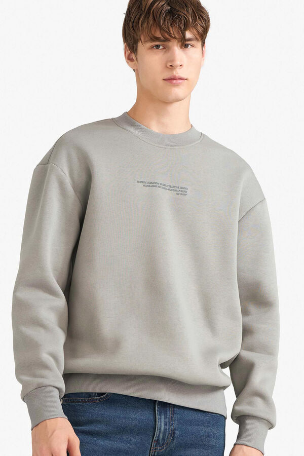 DeFacto Sudadera cuello redondo gris