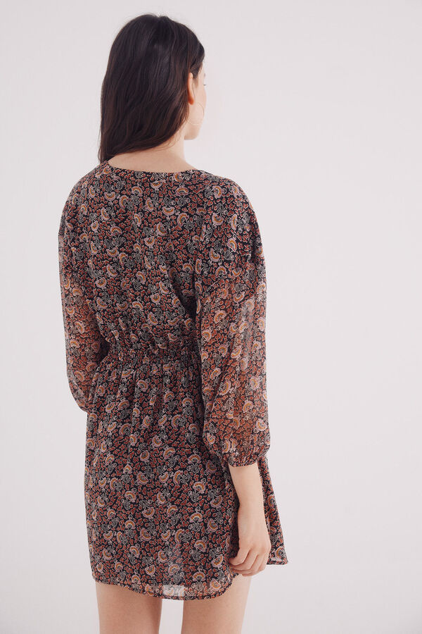 Springfield Vestido corto gasa espejos escote negro