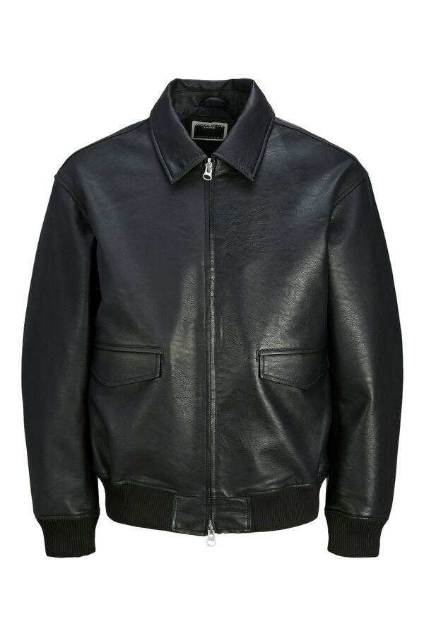 Jack & Jones Cazadora bomber simil piel negro