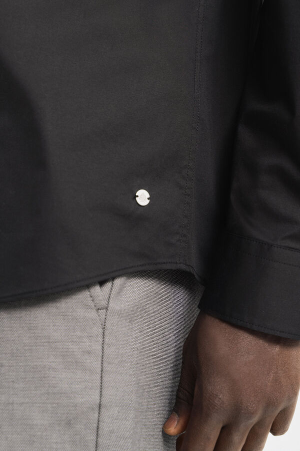 Springfield Camisa social de tecido elástico preto