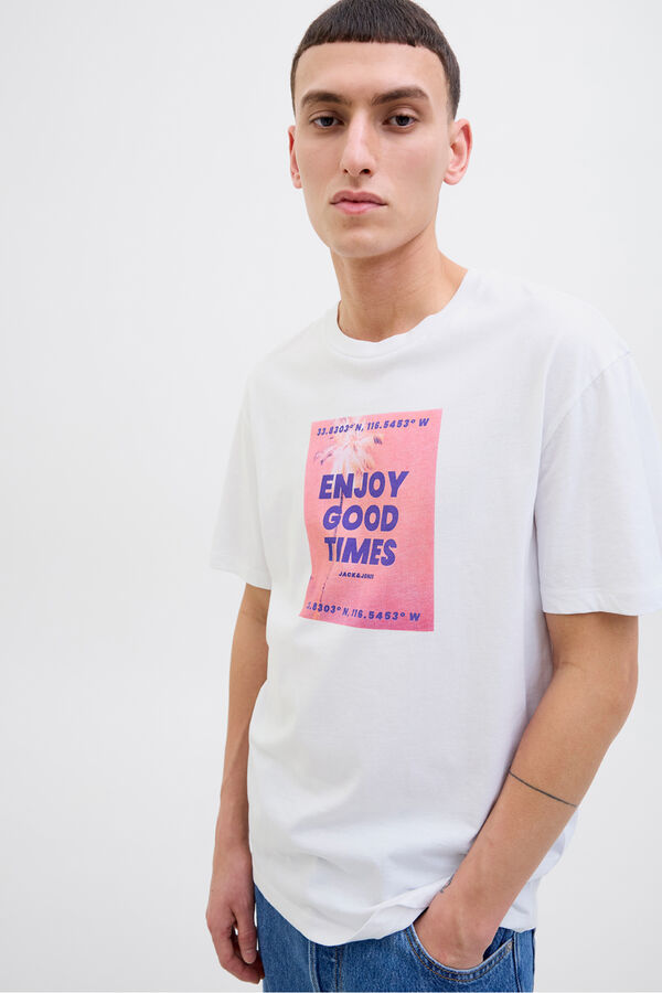 Jack & Jones Camiseta relaxed fit estampada blanco