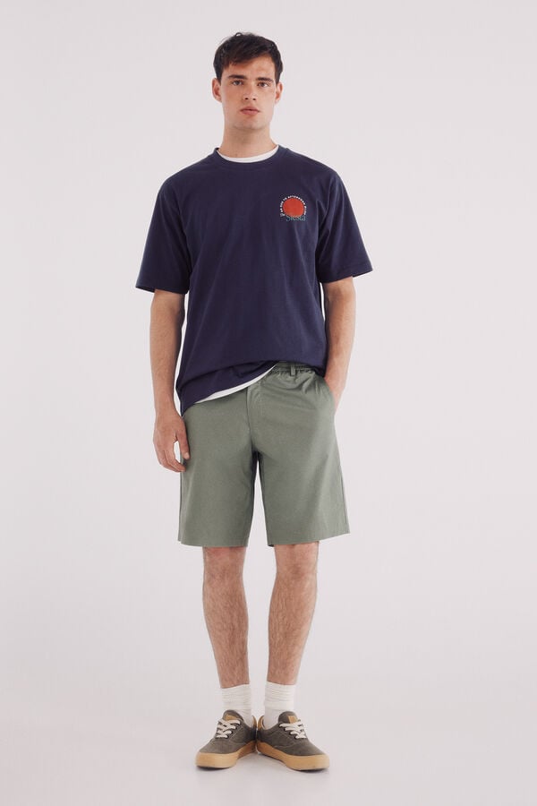 Springfield Bermuda popel&iacute;n comfort fit verde