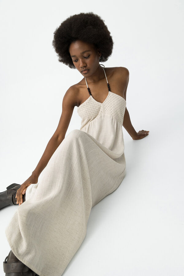 Tiffosi Vestido halter com linho cru