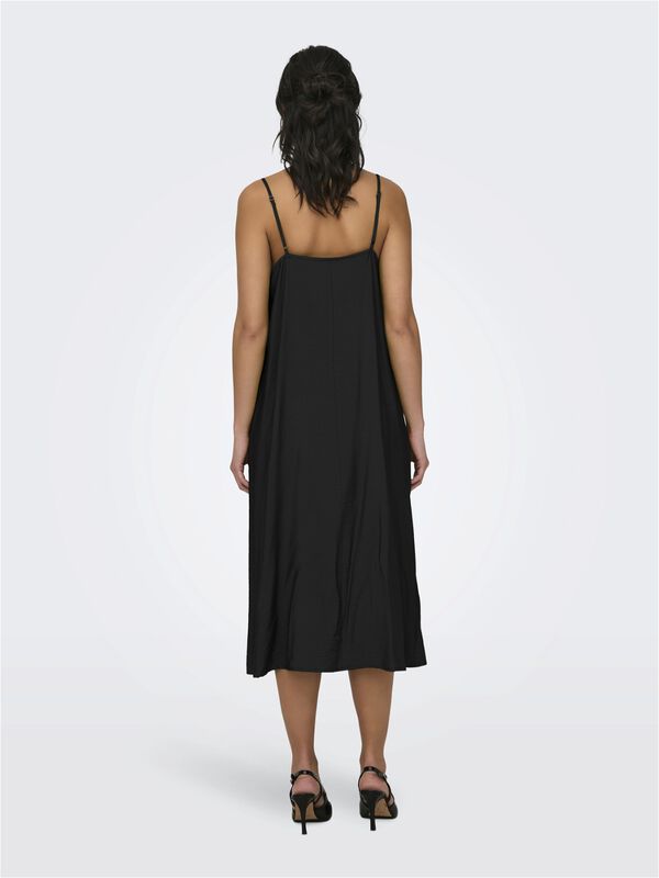 JDY Vestido de al&ccedil;as midi preto