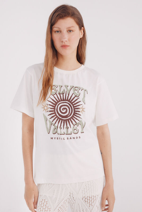 Springfield Camiseta de veludo bege