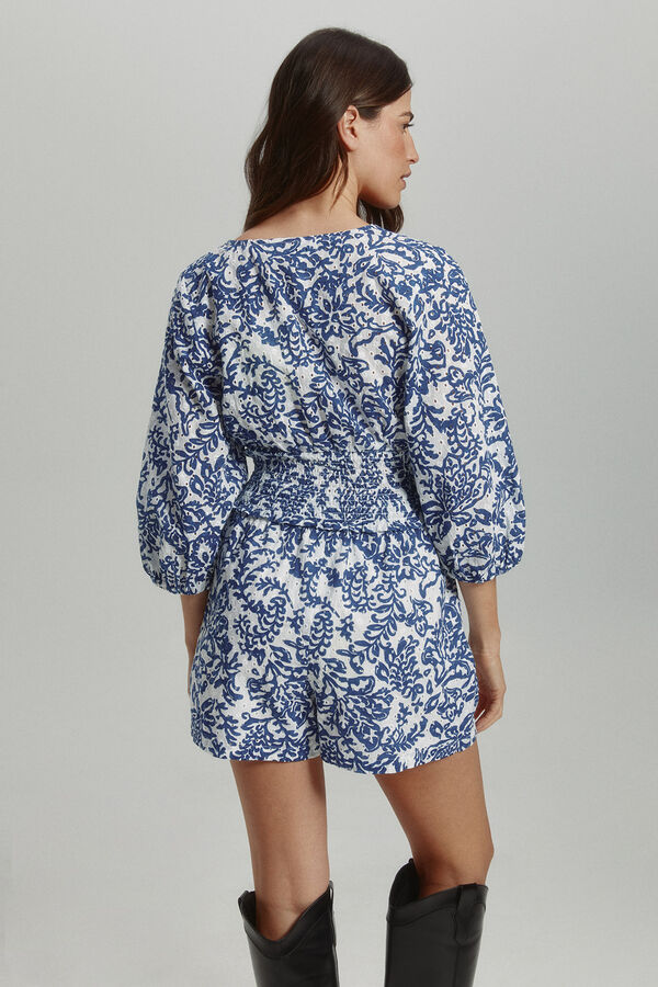 Only Blusa estampada com manga francesa branco