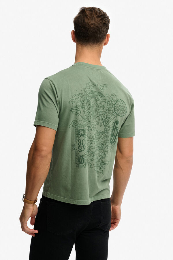 Superdry T-shirt de manga curta com estampado japon&ecirc;s nas costas verde