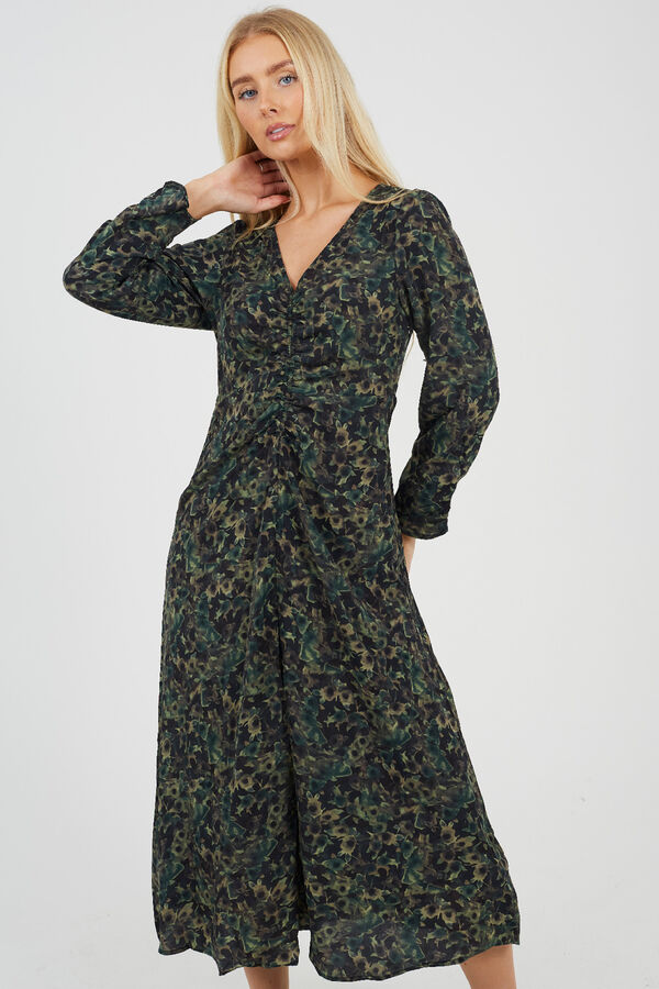 Brave Soul Vestido longo estampado verde
