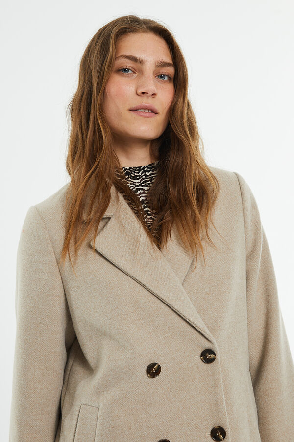 System Action Sobretudo camel de corte cl&aacute;ssico com abertura nas costas bege