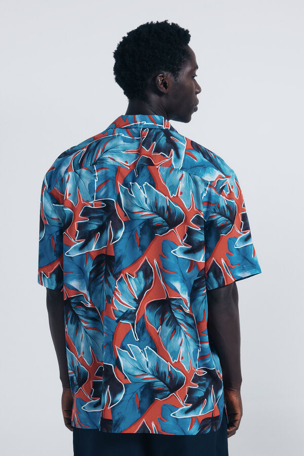 Springfield Camisa de manga curta de viscose estampado vermelho