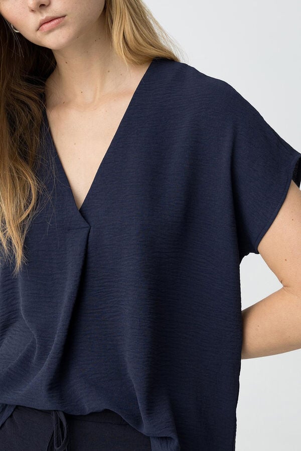 Tiffosi Blusa acetinada  azul