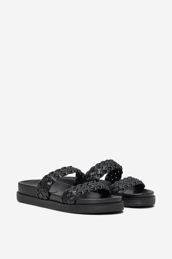 Only Sand&aacute;lia plataforma de tira dupla preto